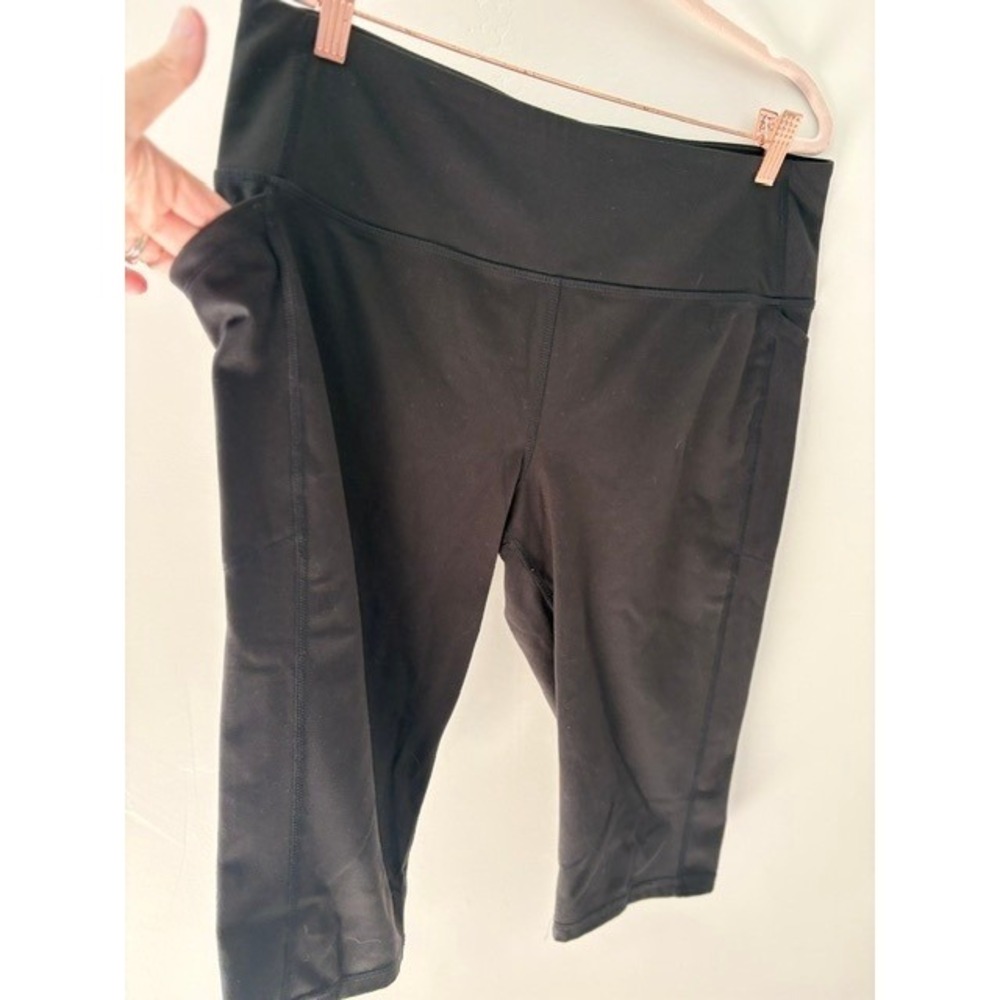 DSG Womens High Rise Capri Leggings with Pockets Black Size XL Performance Crop - Picture 2 of 4